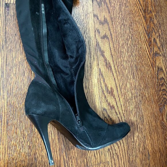 Moda in Pelle, "Selene" black suede boots, 4-inch stiletto, size 8.5 (Eur 38-39) - Picture 7 of 8